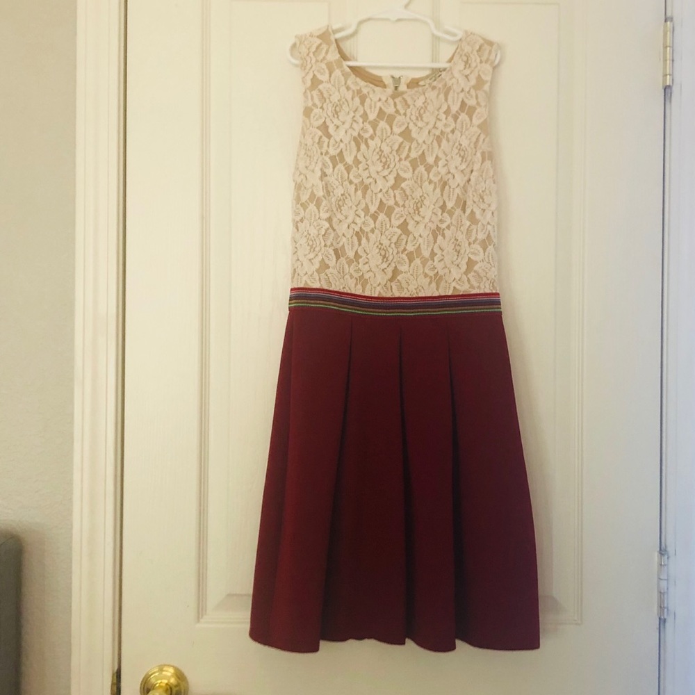 Speechless Cream Lace and Burgundy Dress!